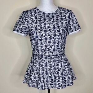 Michael Kors Daisy Peplum Blouse Blue, Sz 2
